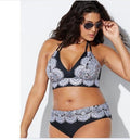 Retro Printed Bikini With Back Straps Plus Size
