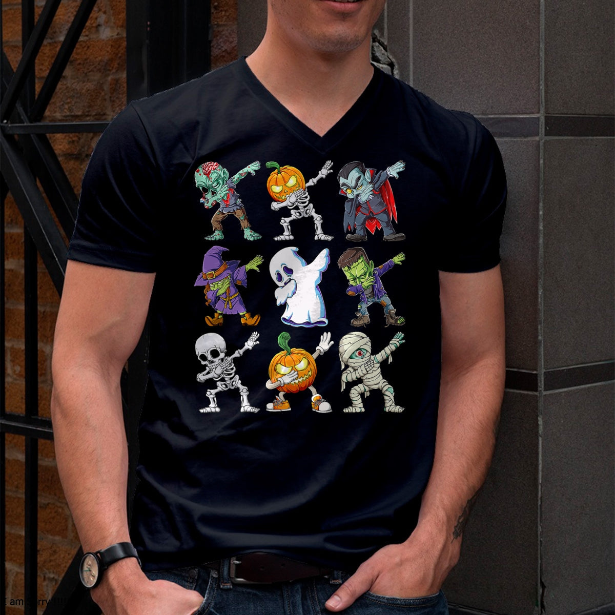 Dabbing Halloween Boys Skeleton Zombie Scary Pumpkin Mummy T-Shirt - Halloween Unisex T-Shirt/Hoodie - NGHL00