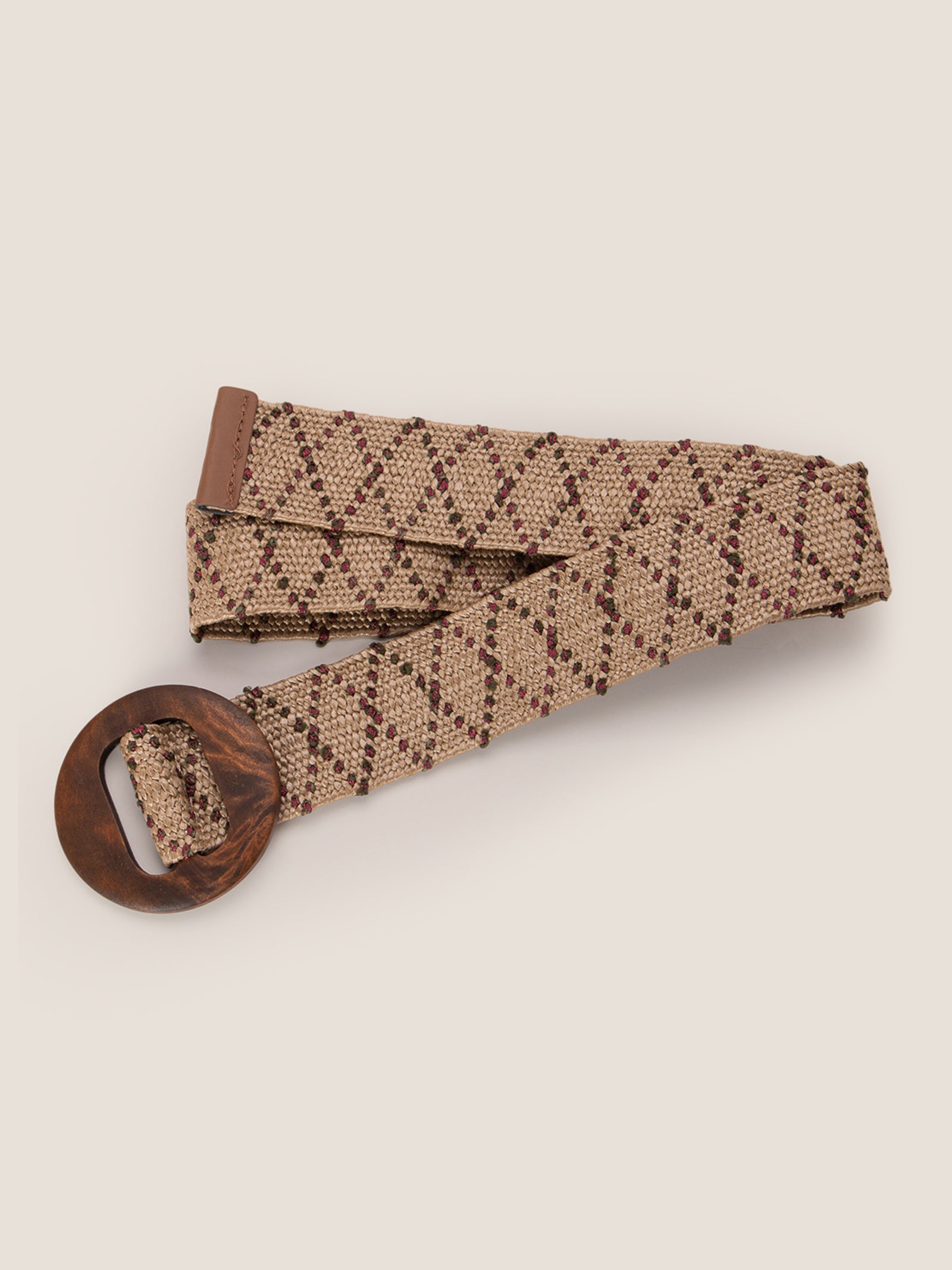 Wooden Buckle Handcrafted Woven Elastic Wide Waist Belt