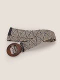 Wooden Buckle Handcrafted Woven Elastic Wide Waist Belt