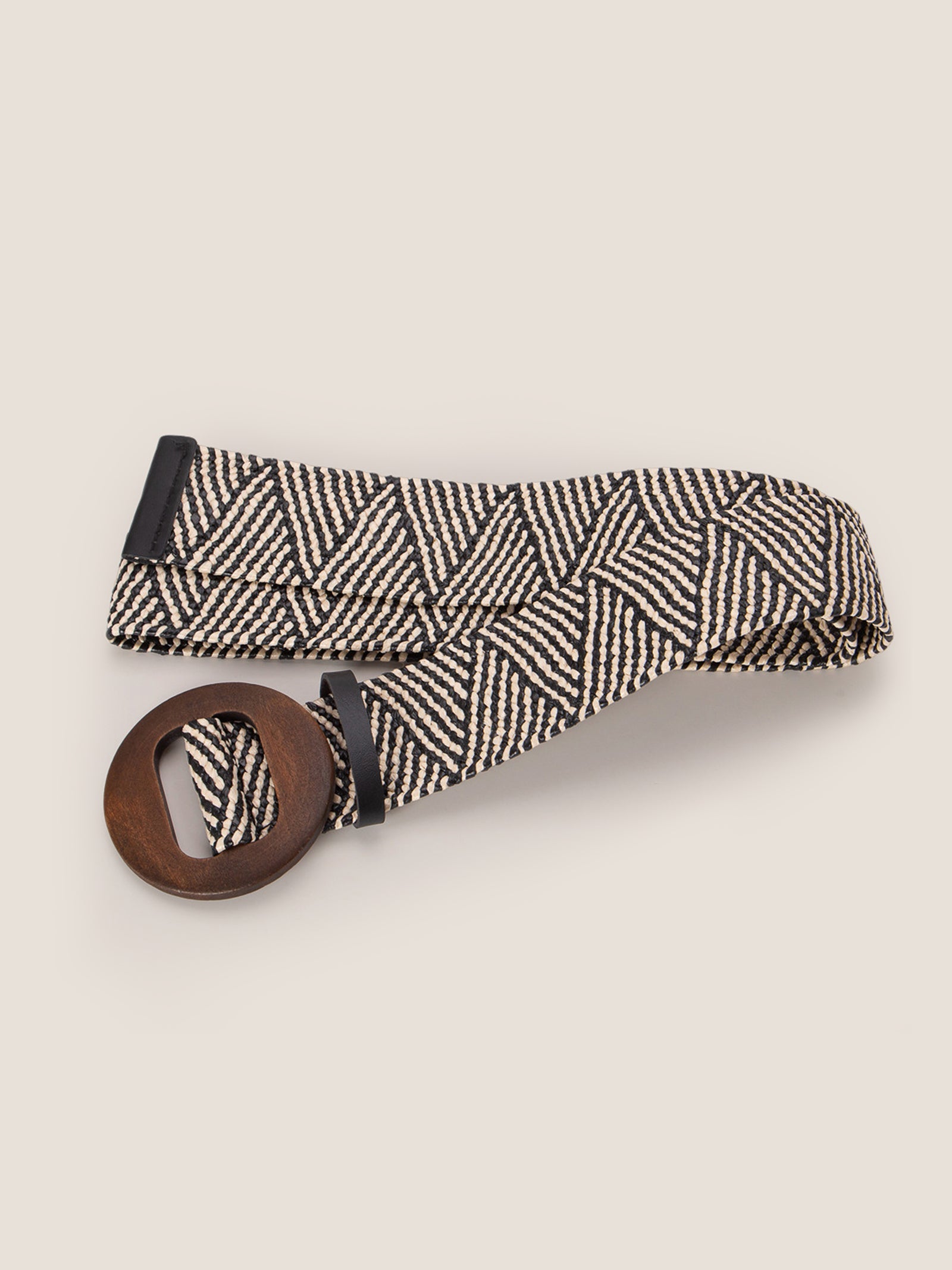 Wooden Buckle Handcrafted Woven Elastic Wide Waist Belt