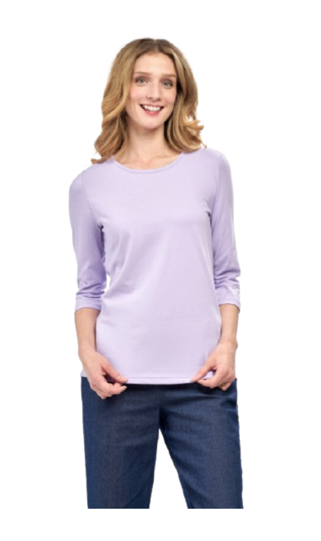 Women's 3/4 Sleeve Crew Neck Top — Comfortable Jersey Knit