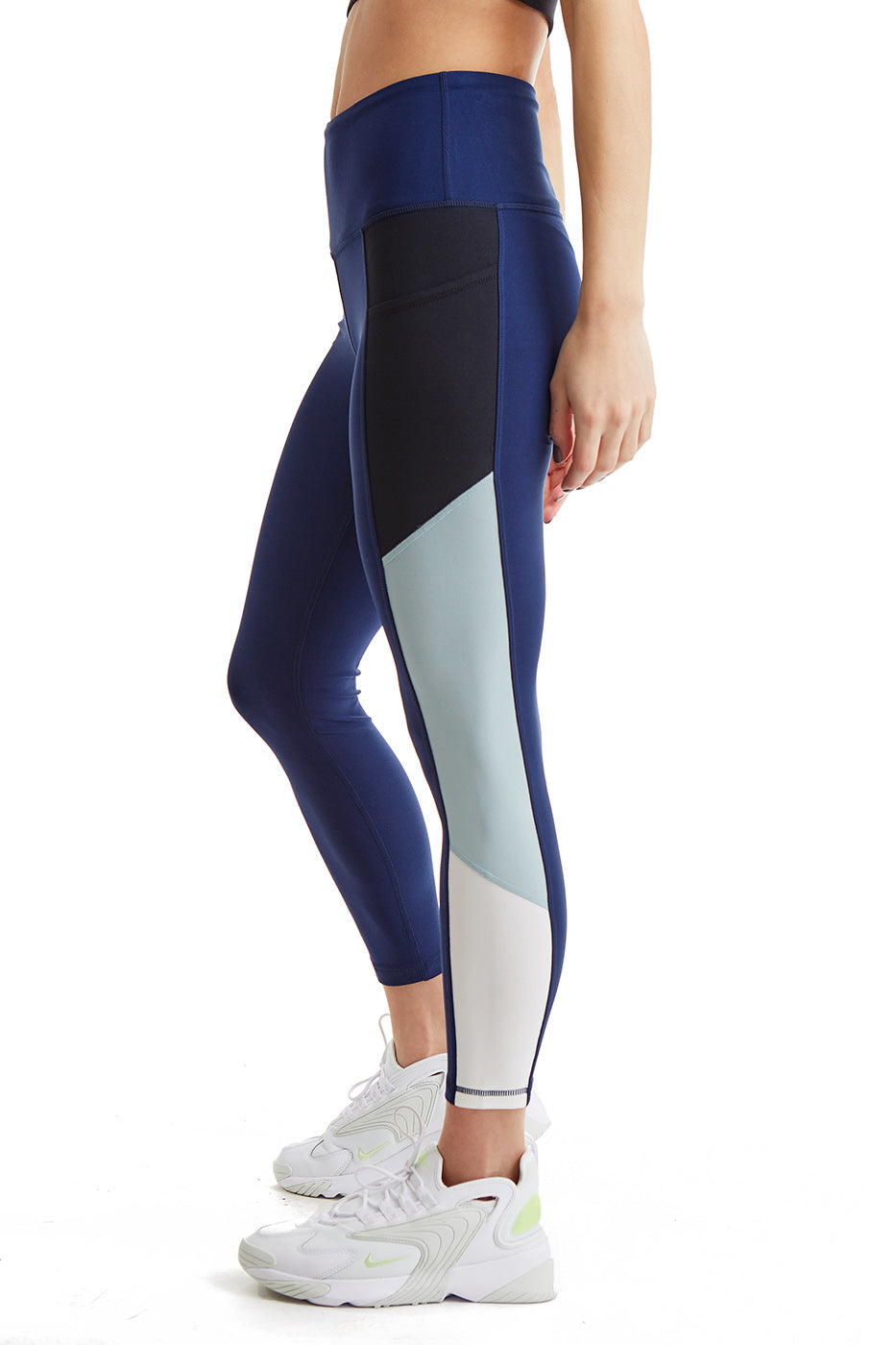 Women's Color Block Leggings with Side Panel — 24 Inch Inseam