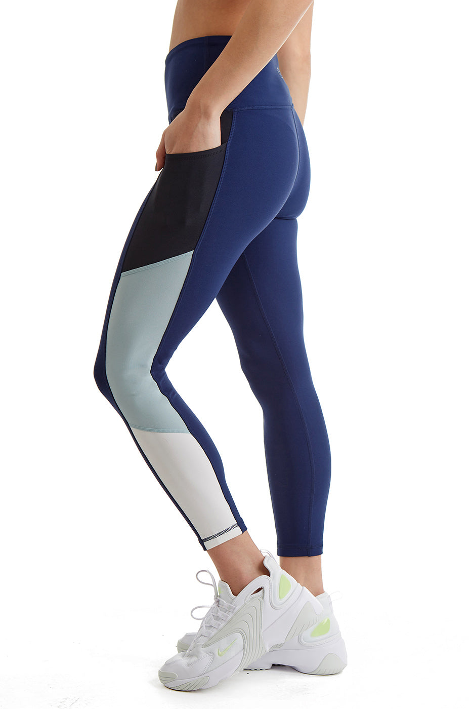 Women's Color Block Leggings with Side Panel — 24 Inch Inseam