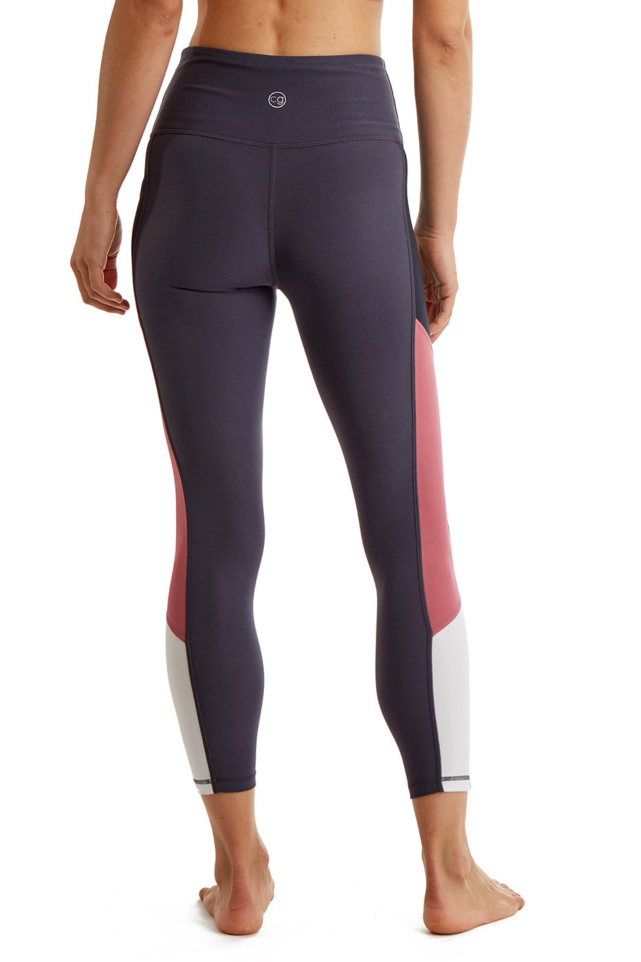 Women's Color Block Leggings with Side Panel — 24 Inch Inseam
