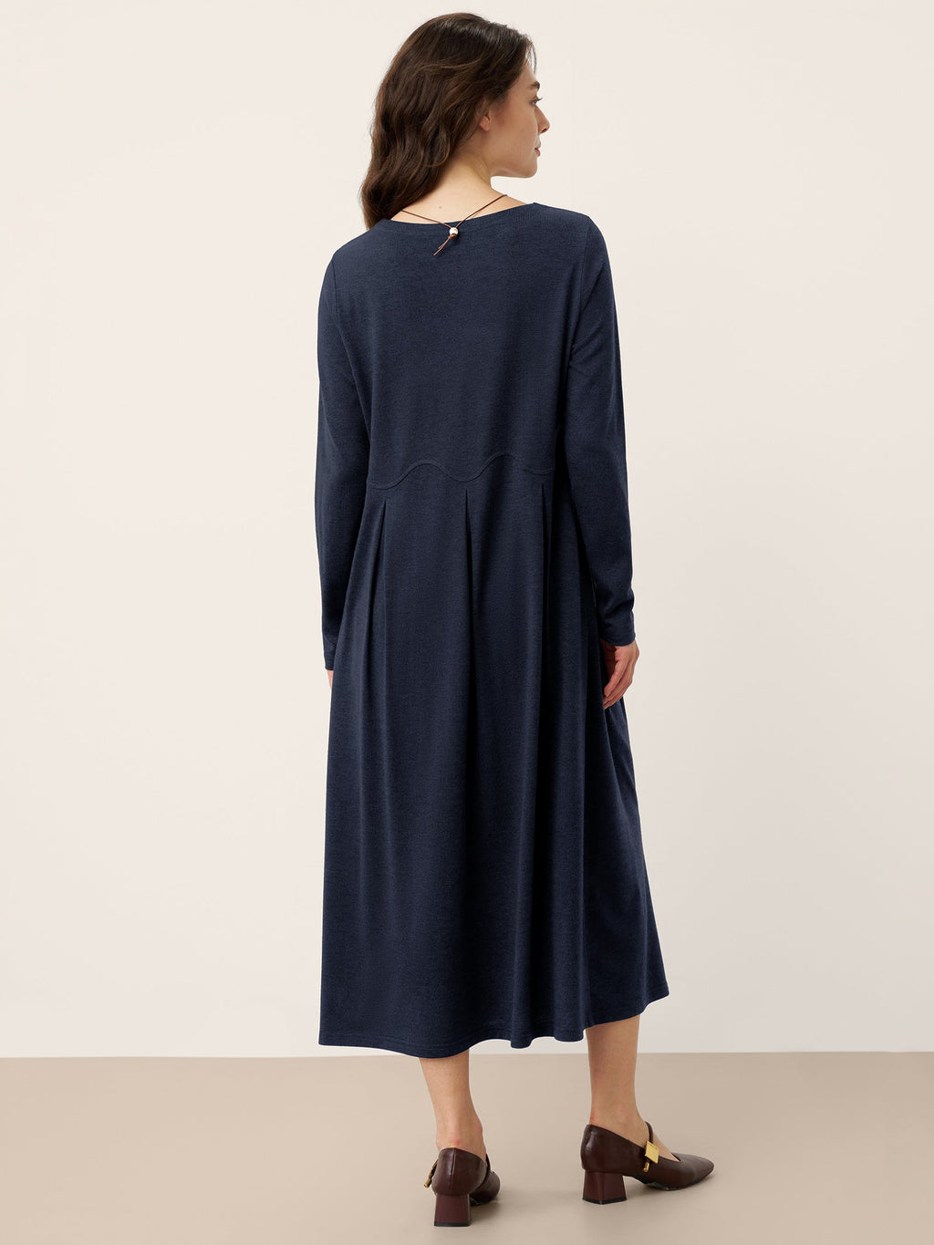 Wool Arc-Panel Sculpted Pleats Maxi Dress CALISTA