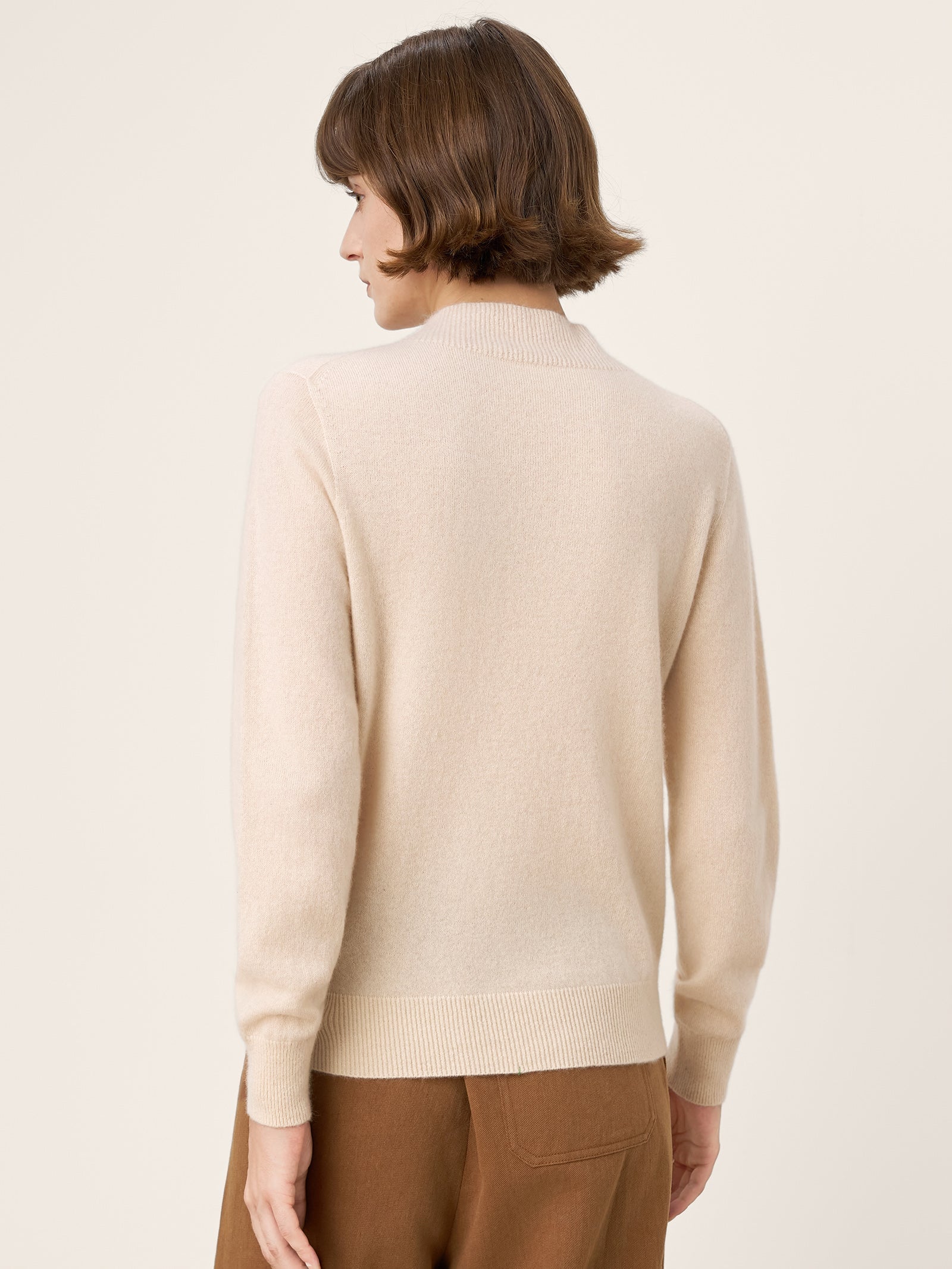 100% Mongolian Cashmere Seamless Wide Ribbed Edge Sweater MONA