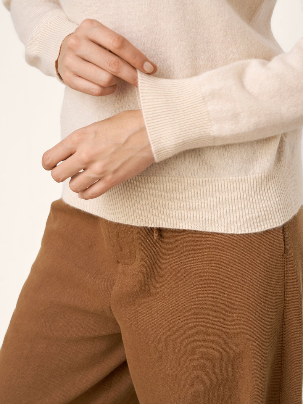 100% Mongolian Cashmere Seamless Wide Ribbed Edge Sweater MONA