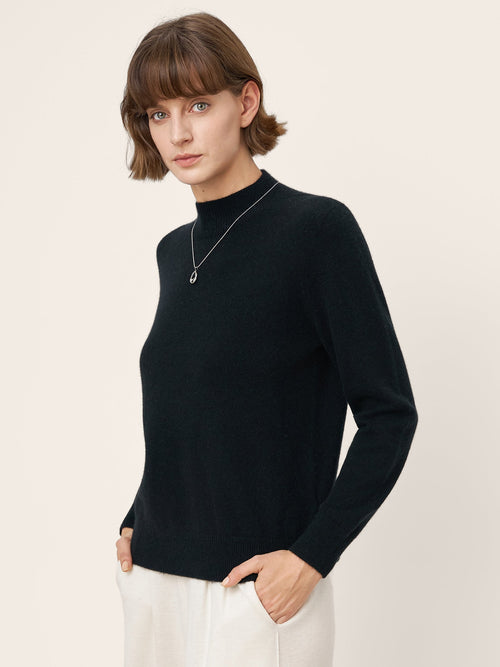 100% Mongolian Cashmere Seamless Wide Ribbed Edge Sweater MONA