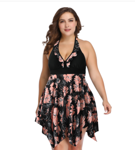 Plus Size Belly Coverage One-Piece Swimsuit