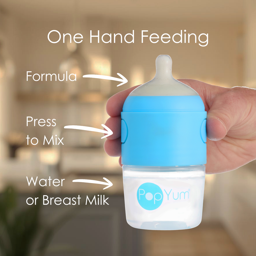 PopYum 5oz Anti-Colic Baby Bottle for Breast and Formula Feeding, 2-Pack, Blue, #1 Slow Flow Nipples