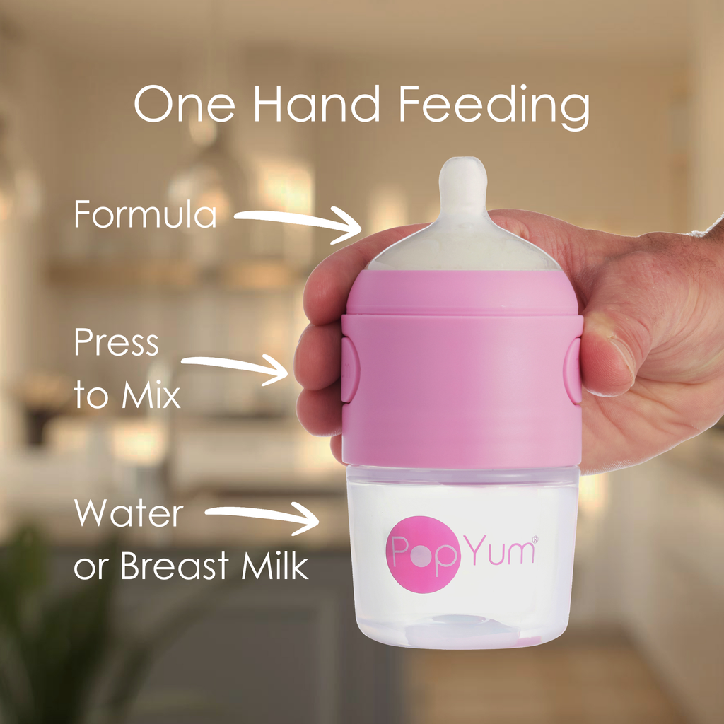 PopYum 5oz Anti-Colic Baby Bottle for Breast and Formula Feeding, 2-Pack, Pink, #1 Slow Flow Nipples
