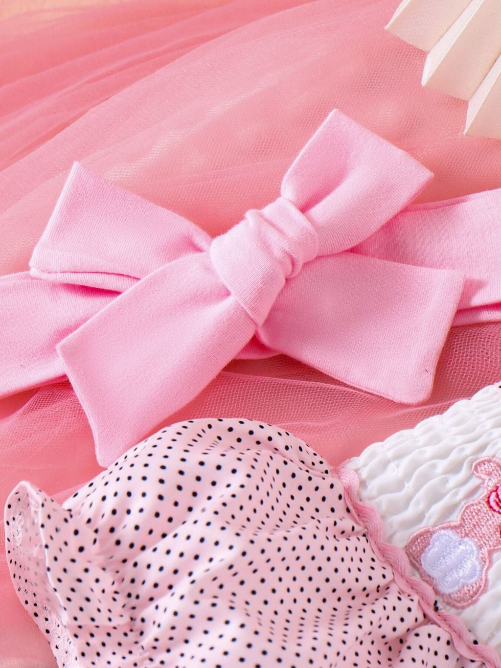 Children's Bunny Embroidered Polka Dot Dress