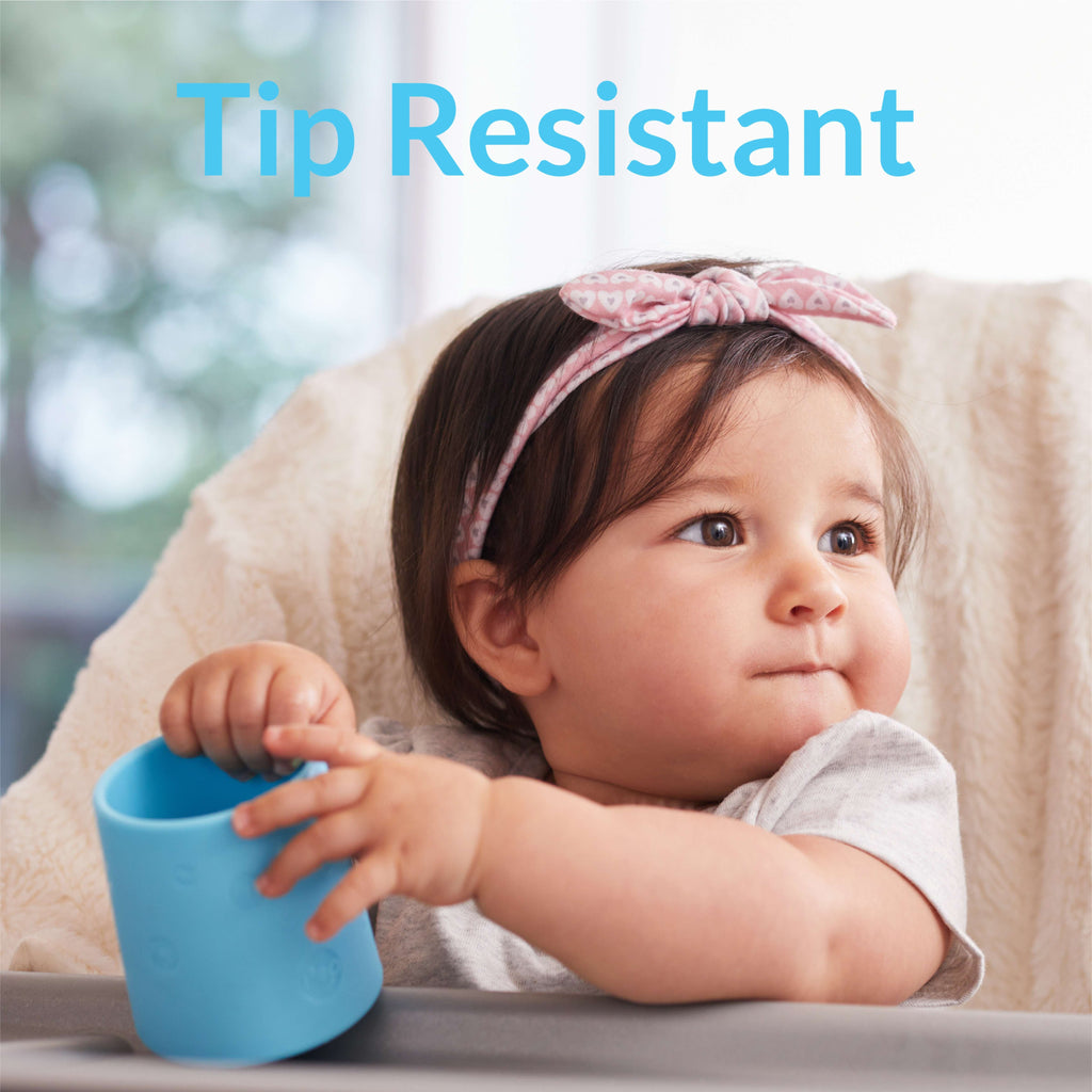 PopYum Silicone Training Cup 2-Pack for Baby and Toddler, handles, BPA Free, self feeding training, tumbler (electric purple and orchid pink)