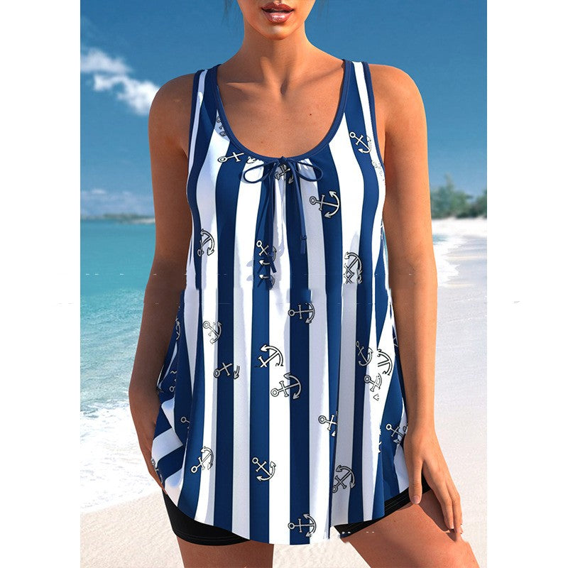 Plus Size Printed Skirt Bikini Swimsuit