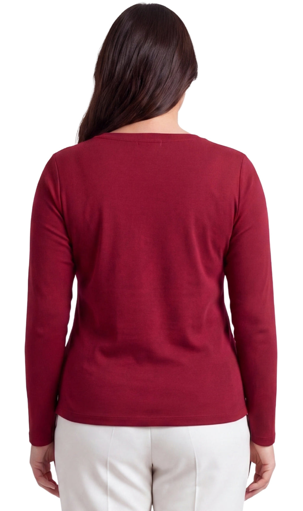 Women's Open Crochet V-Neck Knit Top with Jewel Trim