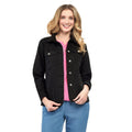 Women's Button Front Brushed Twill Jacket with Collar and Patch Pockets