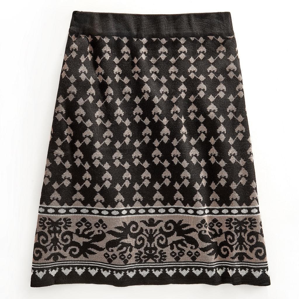 Women's Jacquard Knit Sweater Skirt — Knee Length