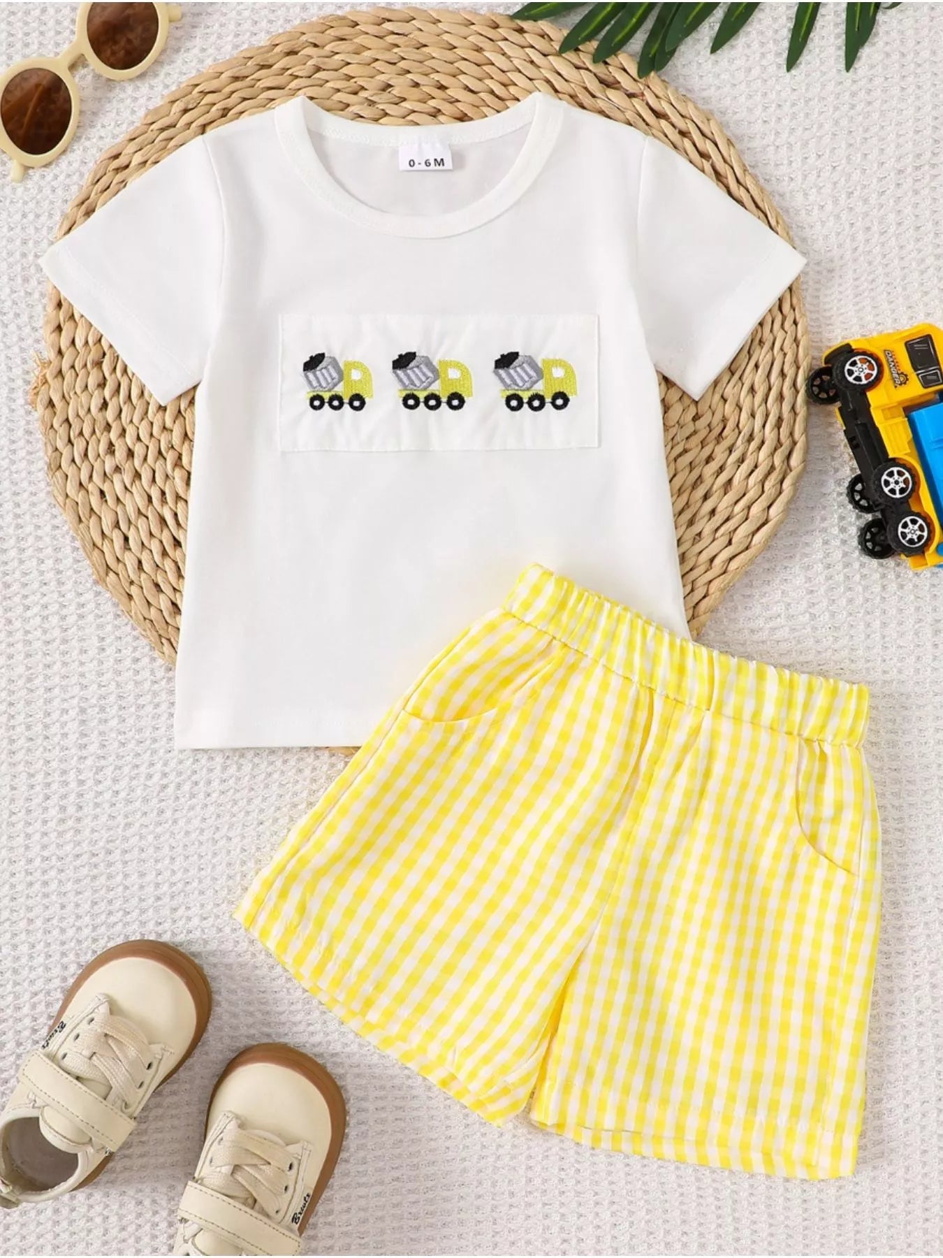 Children's Animal Embroidered Tee and Shorts Set