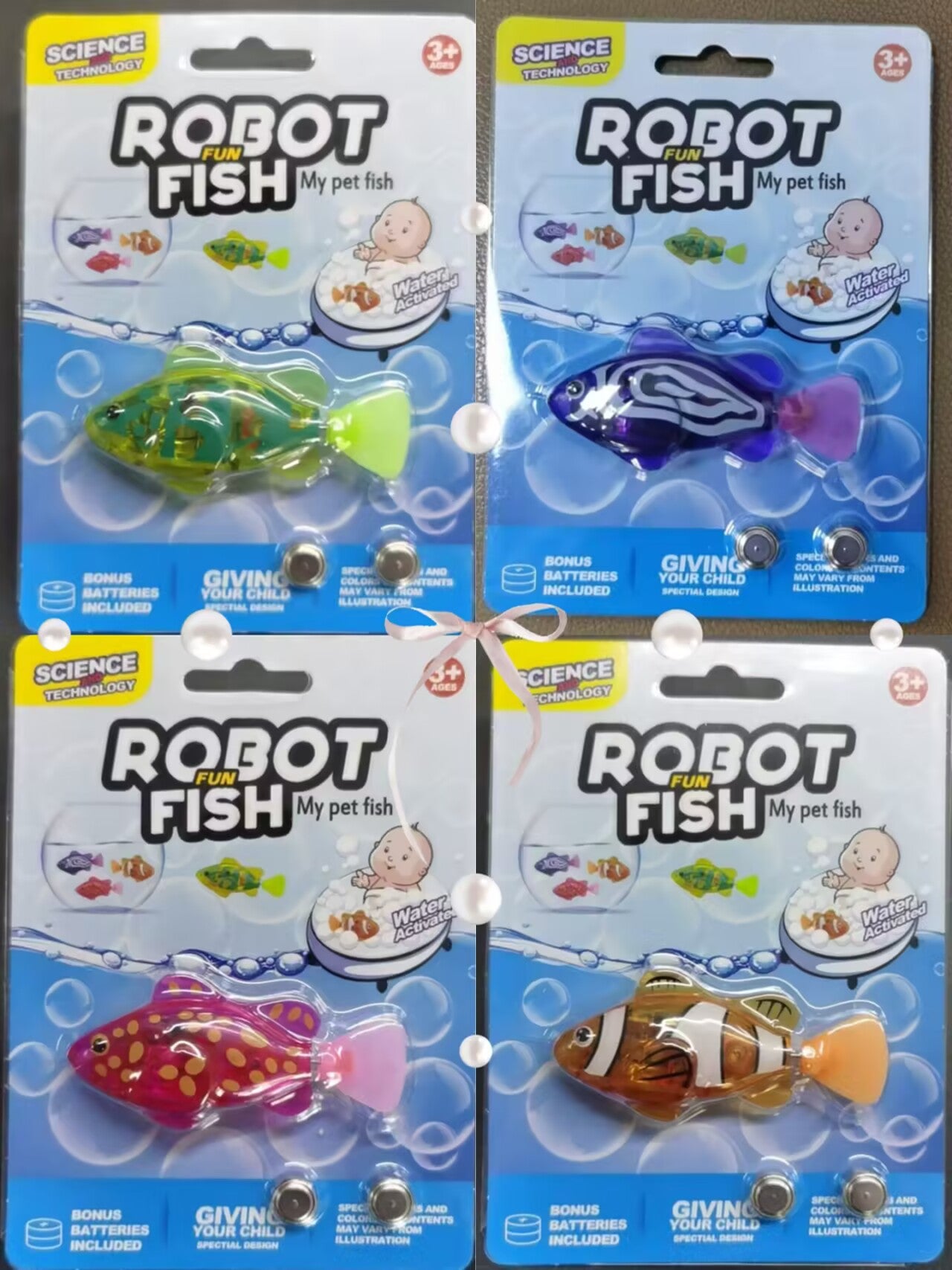 Pet Fish Simulation Light-Activated Clownfish Bathing And Splashing Toy