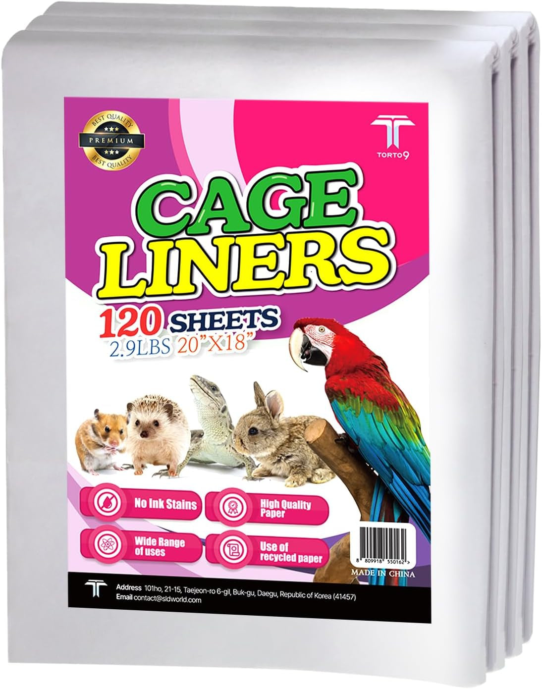 Bird Cage Liner Sheets Acid Free Non Toxic Paper Bedding 120Ct