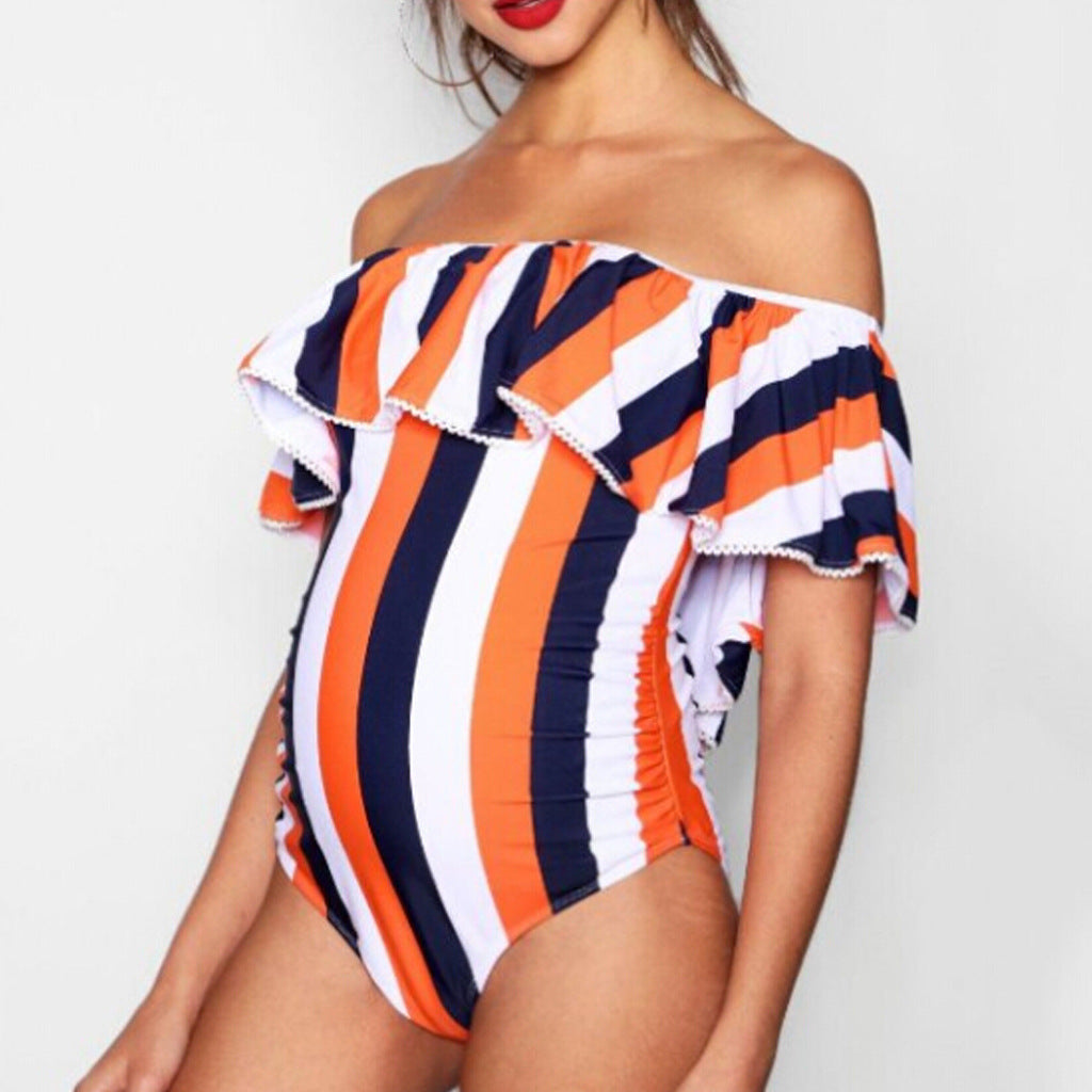 Plus Size Printed Metallic Bikini Swimsuit