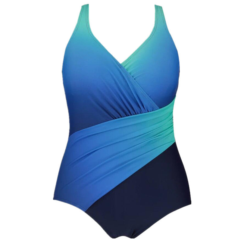 Purple & Black High Waist Skirt Plus Size Swimsuit