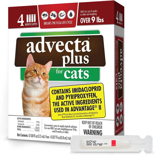 Advecta Plus Flea Protection Squeeze-On for Cats Over 9lbs 4CT