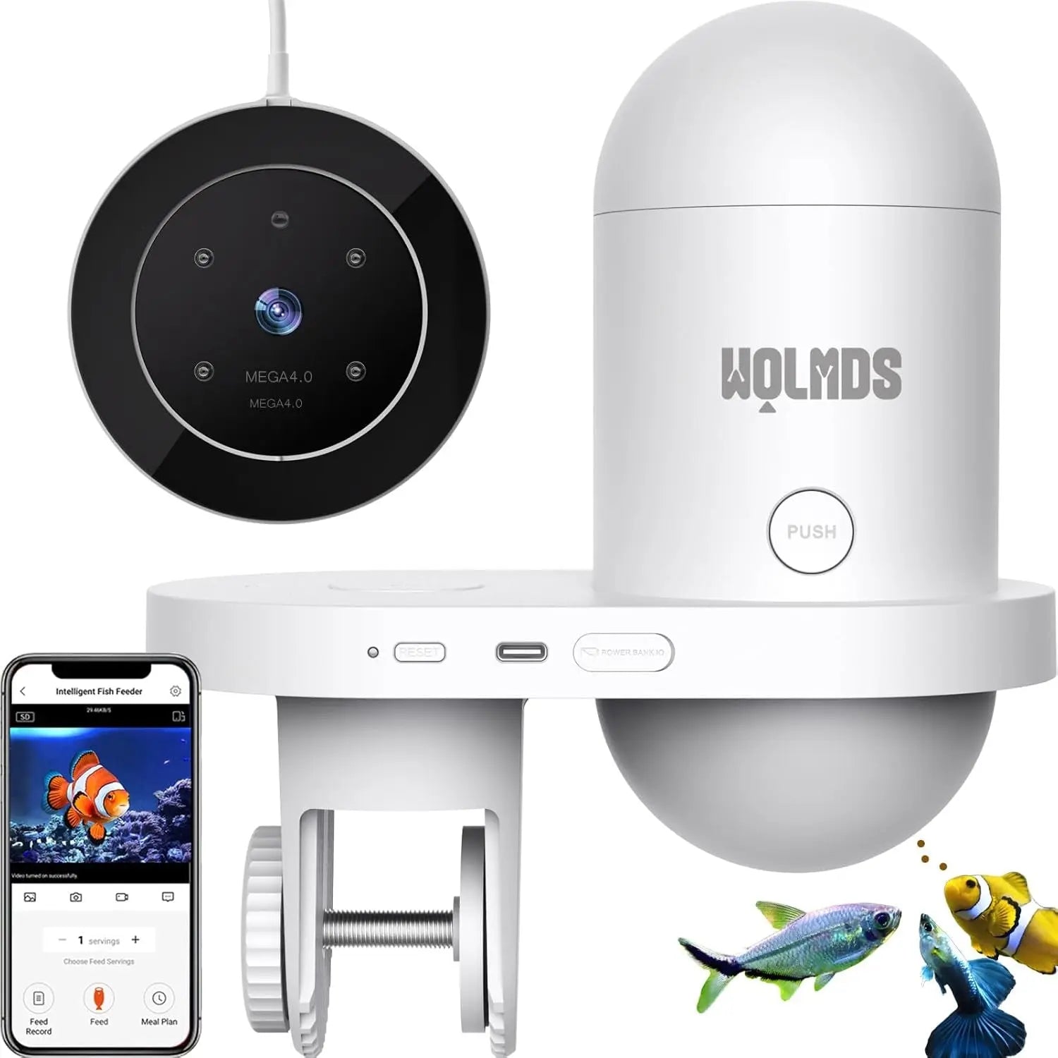 Automatic Fish Feeder WiFi (2.5 & 5G) 2.5K Camera App Control 230ML Tank