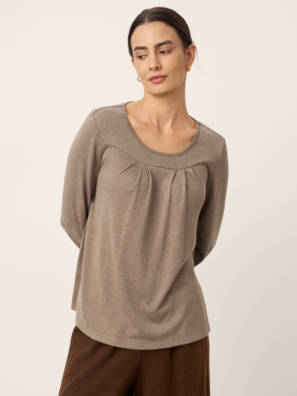 Cashmere Curved Seam Long Sleeve Top BROOKLYN