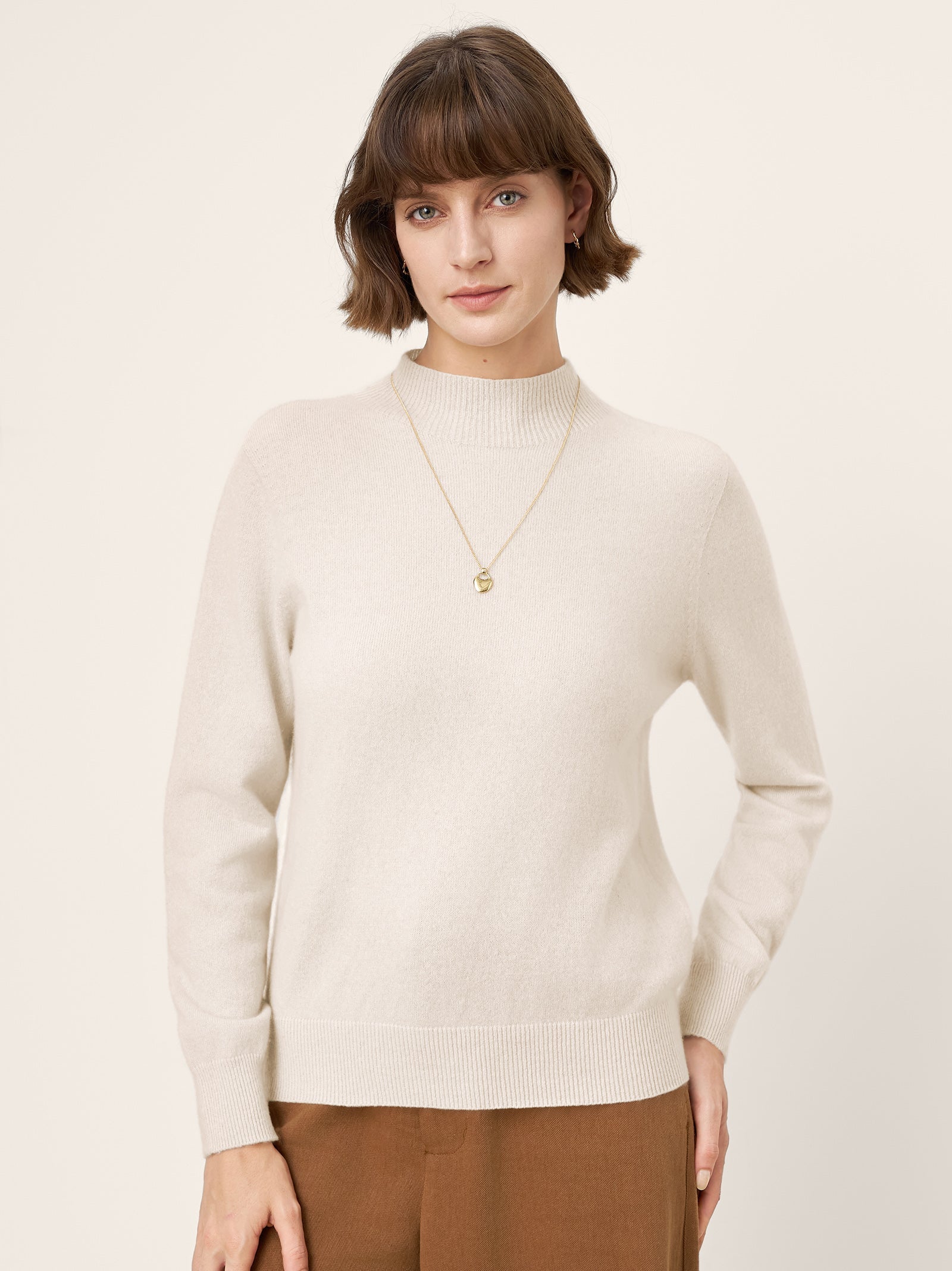 100% Mongolian Cashmere Seamless Wide Ribbed Edge Sweater MONA