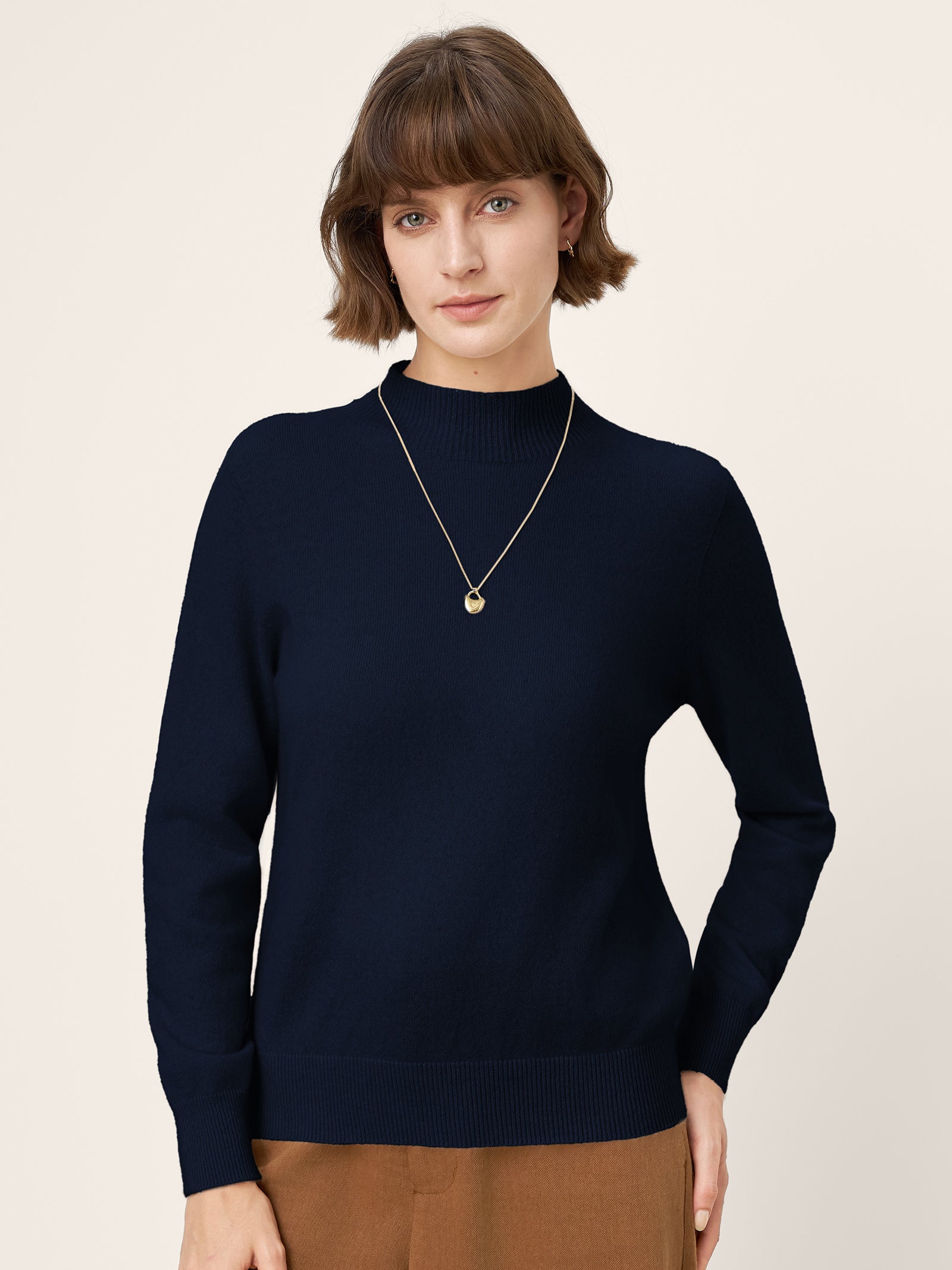 100% Mongolian Cashmere Seamless Wide Ribbed Edge Sweater MONA