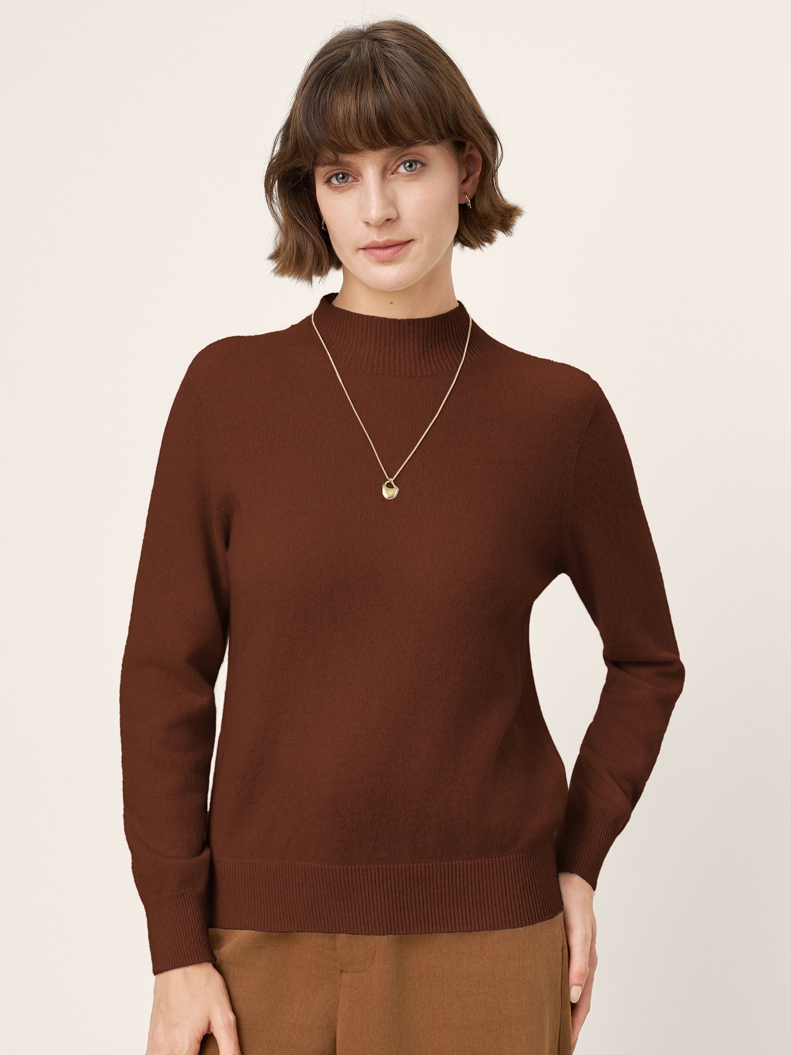 100% Mongolian Cashmere Seamless Wide Ribbed Edge Sweater MONA
