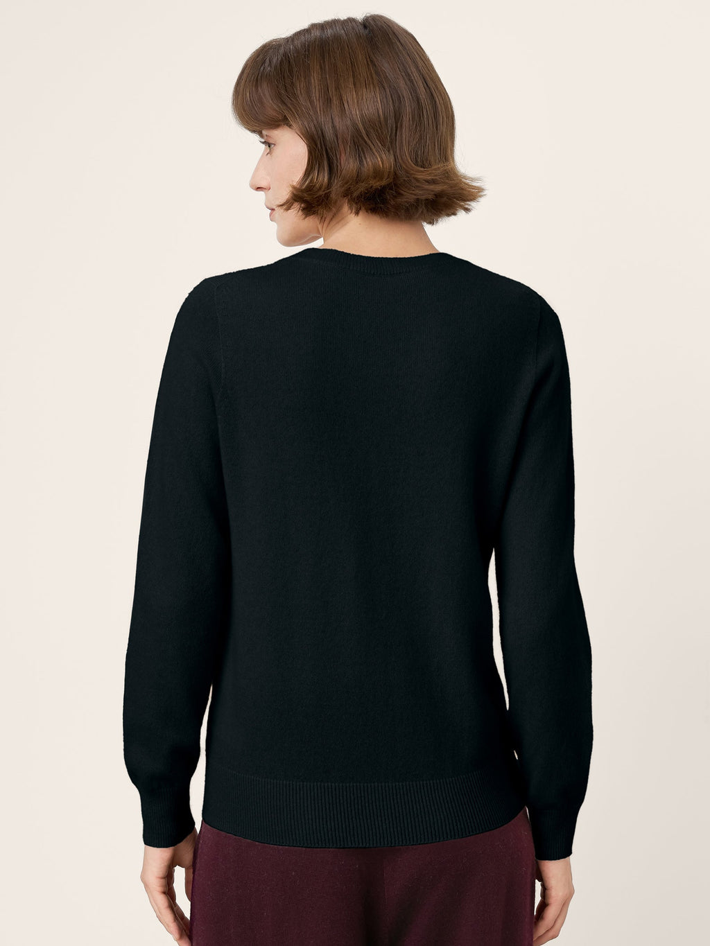 100% Mongolian Cashmere Seamless Ribbed Trims Crewneck Sweater TAWNY
