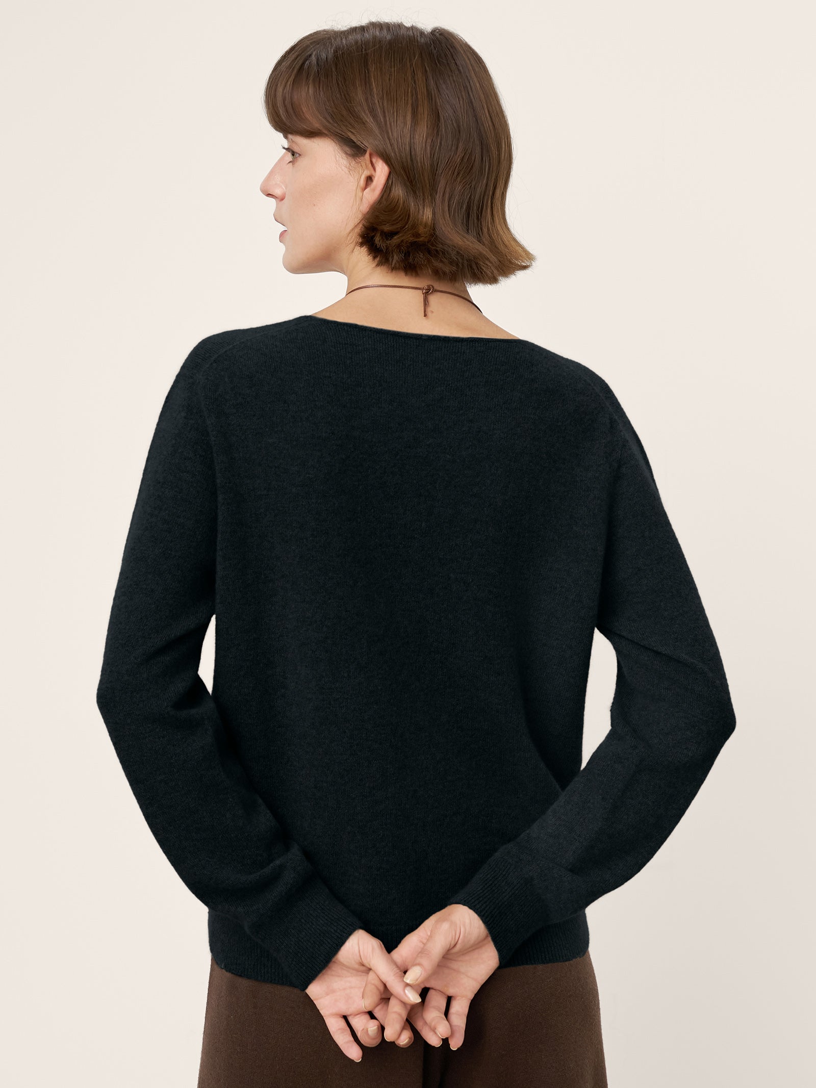 100% Mongolian Cashmere V-Neck Pullover Sweater PIPER