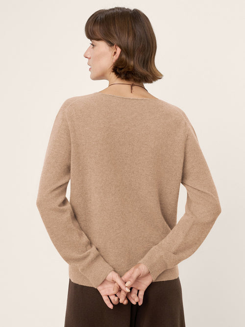 100% Mongolian Cashmere V-Neck Pullover Sweater PIPER