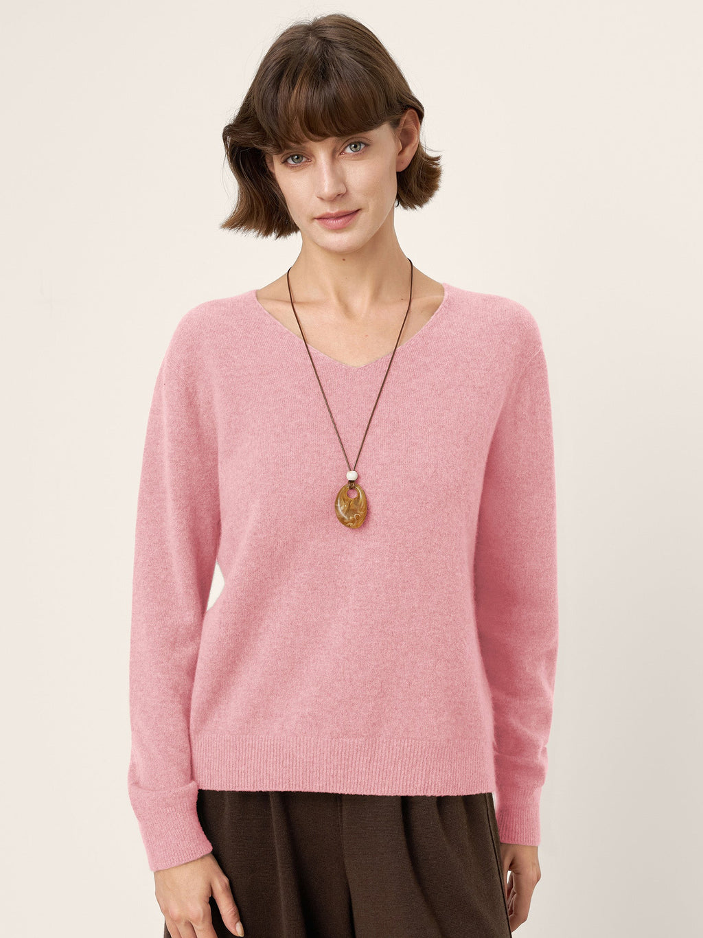 100% Mongolian Cashmere V-Neck Pullover Sweater PIPER