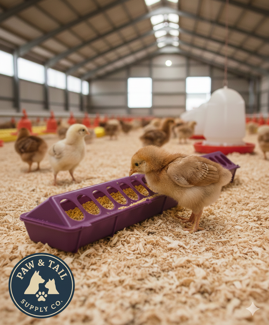 Little Giant 20" Plastic Flip-Top Poultry Ground Feeder, Purple Chickens Birds