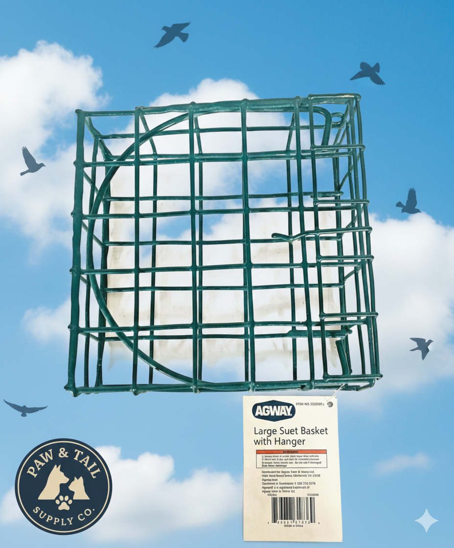 C&S Nutty Suet Treat Bird Cake 11.75 oz & Large Suet Basket Feeder Combo