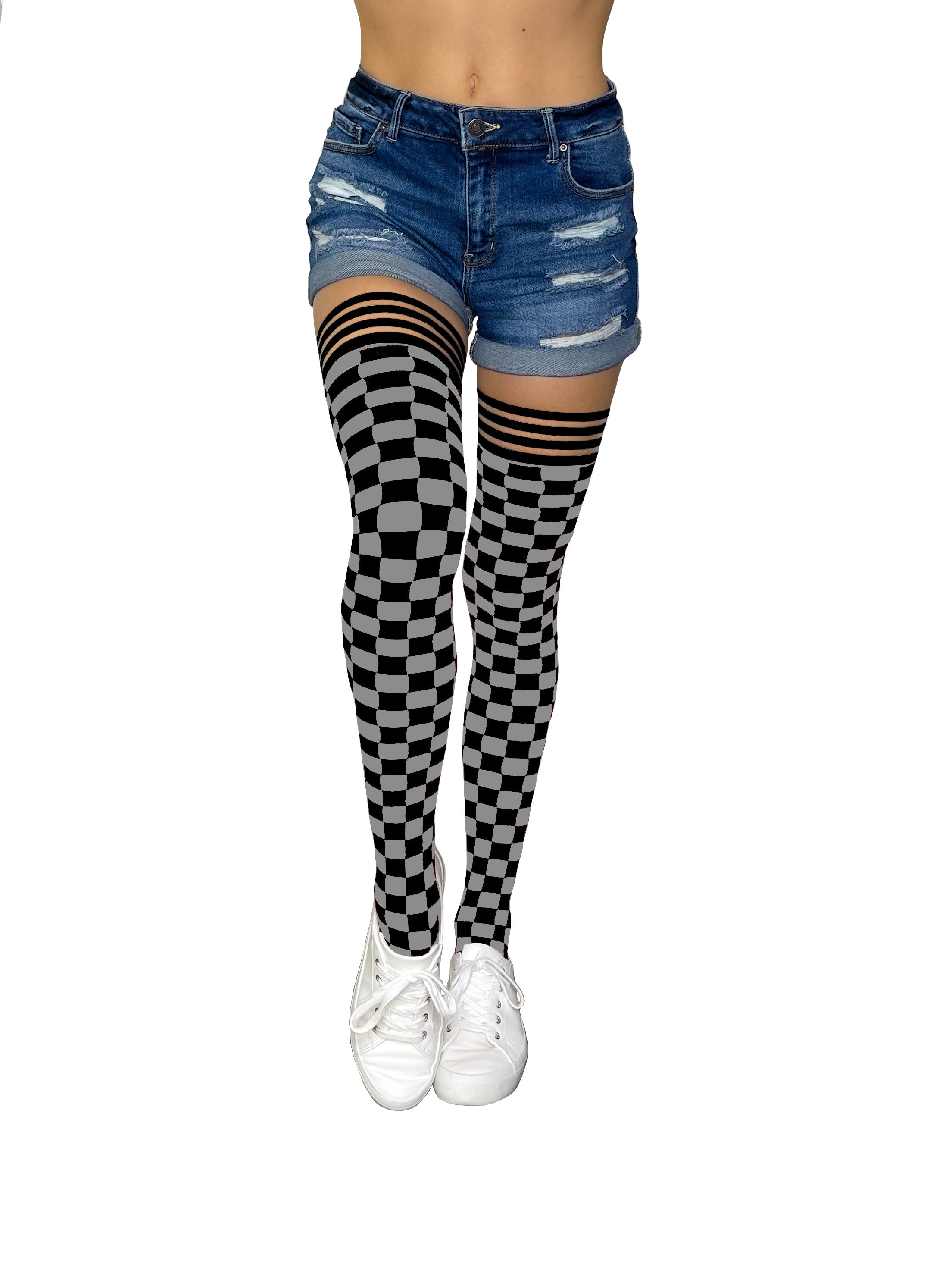 Game Day! - Black & Grey Thigh-Highs