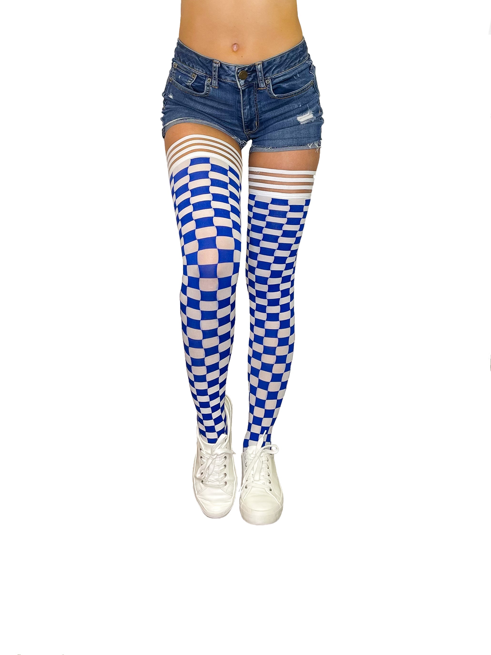Game Day! - Blue & White Thigh-Highs