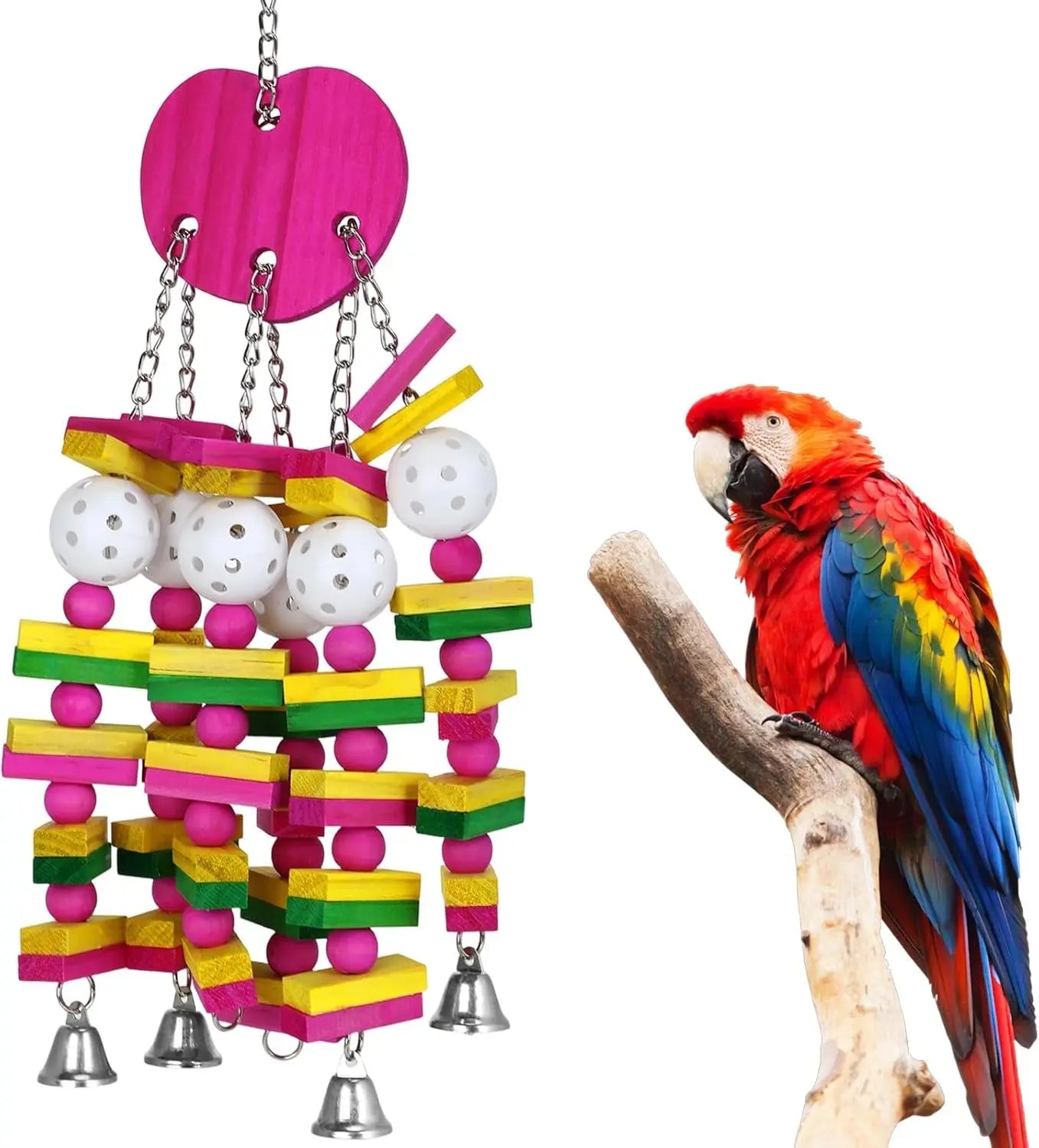 Large Parrot Chew Toy 22” for Macaws, African Grey, Cockatoo & Amazon Birds