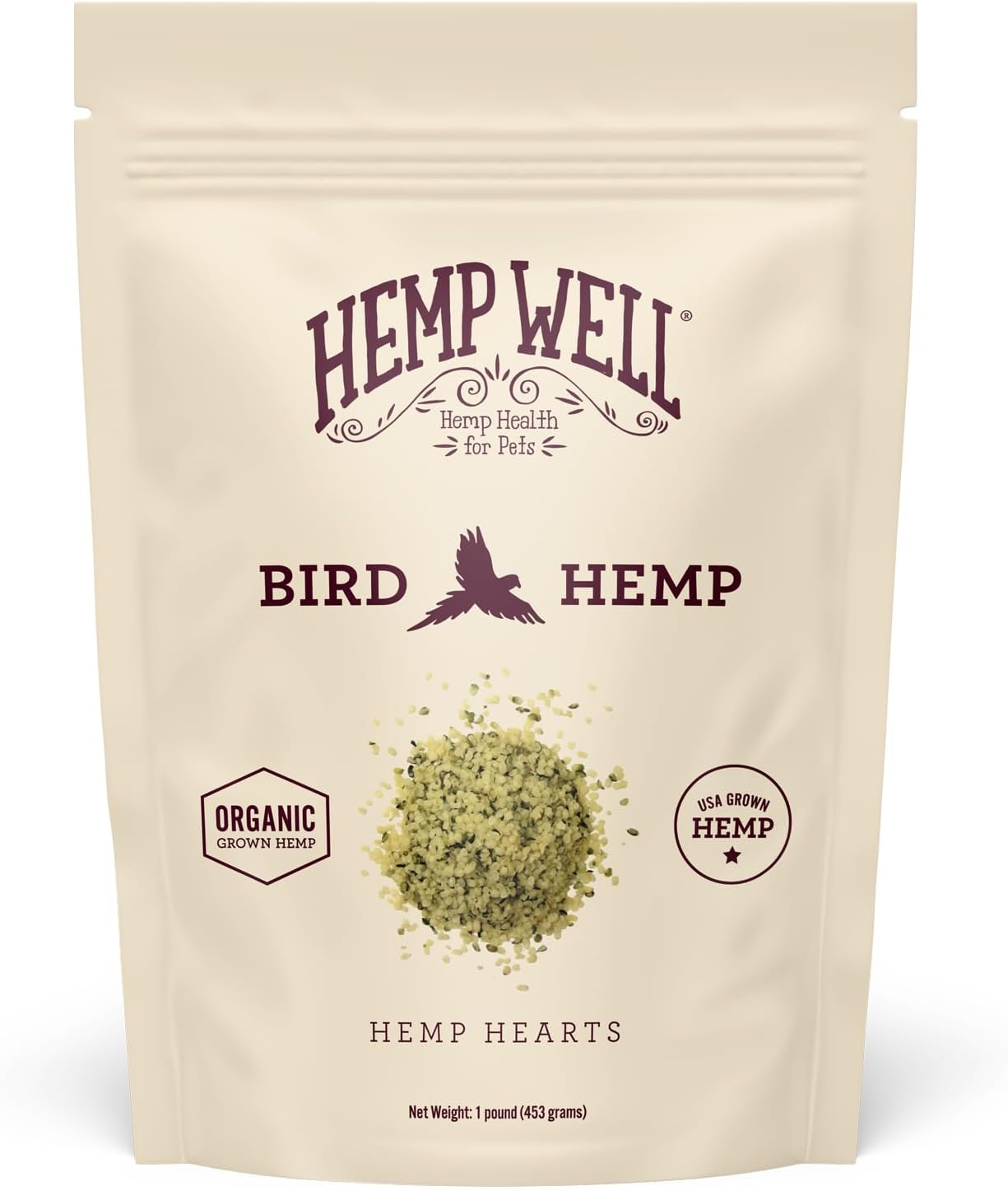Organic Hemp Hearts for Birds Feather Plucking Support Relaxation 8oz