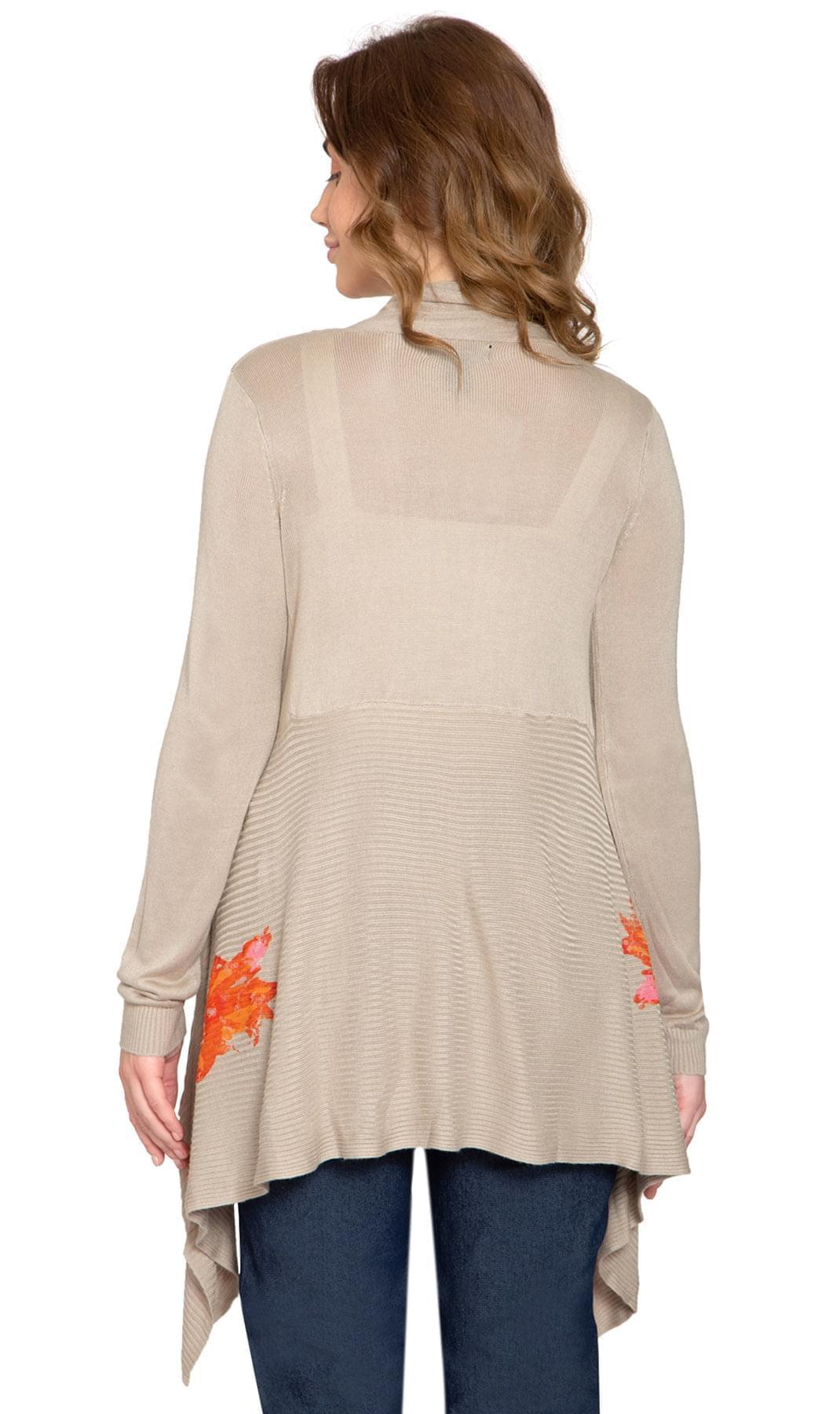 Women's Floral Embellished Open Front Long Cardigan
