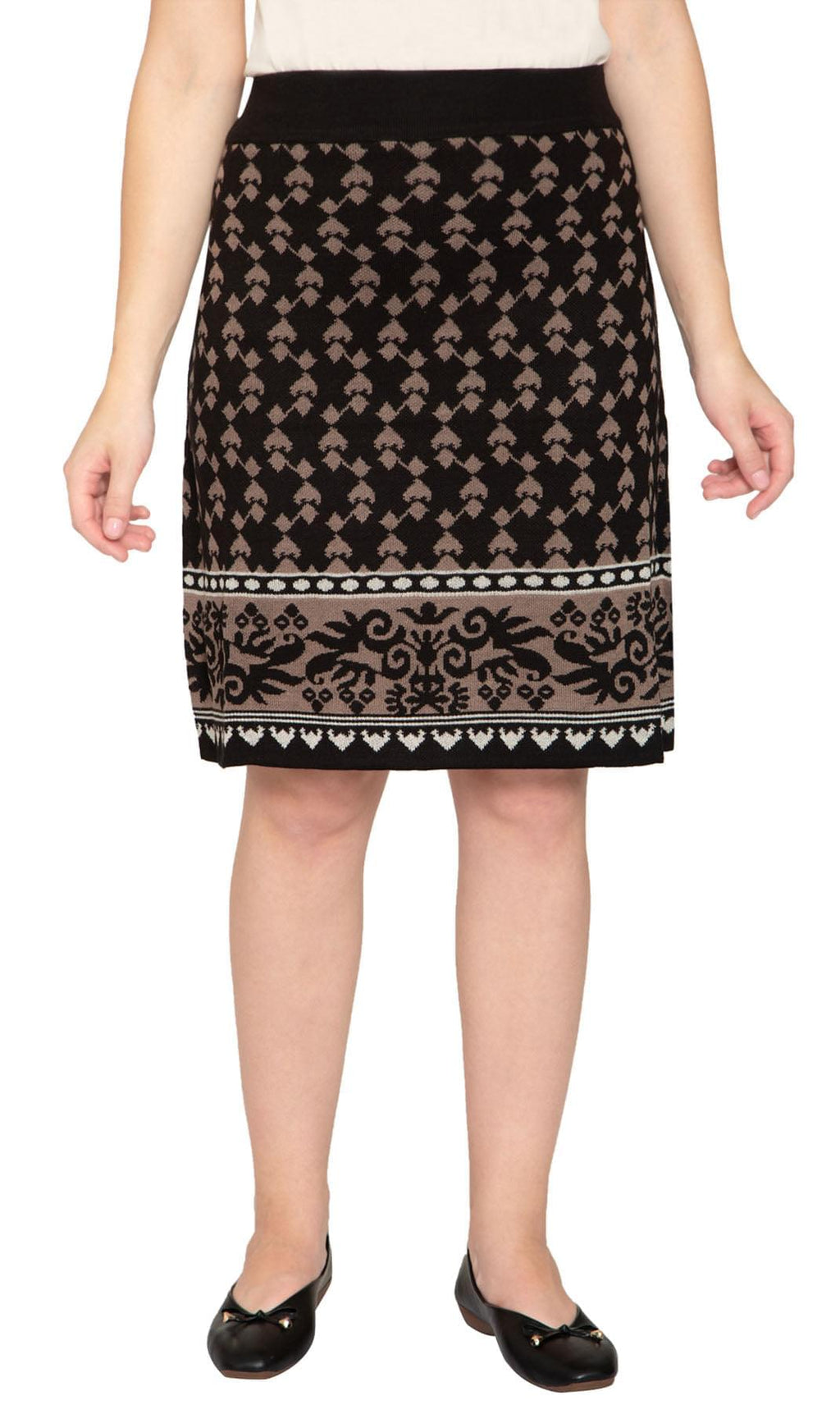 Women's Jacquard Knit Sweater Skirt — Knee Length