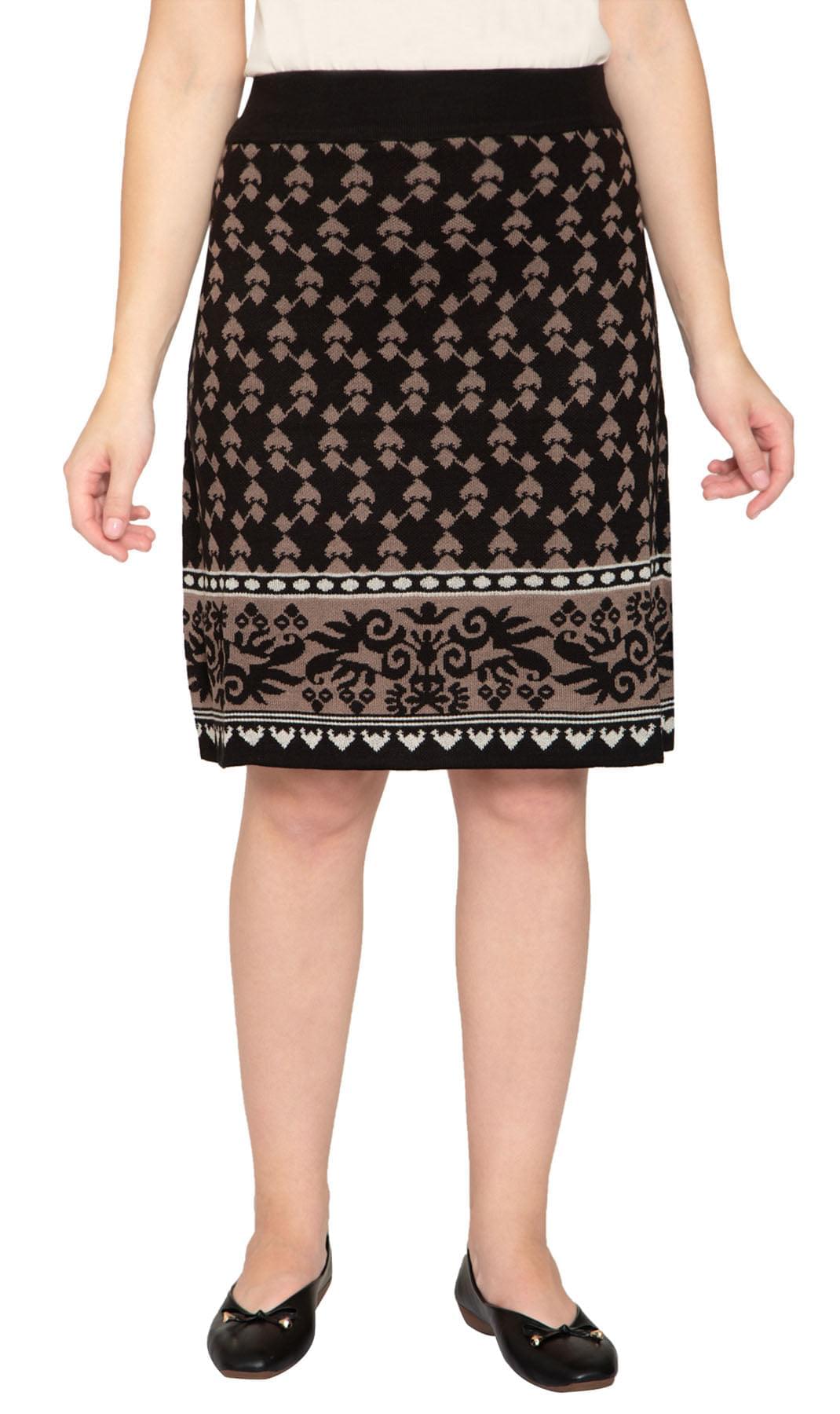 Women's Jacquard Knit Sweater Skirt — Knee Length