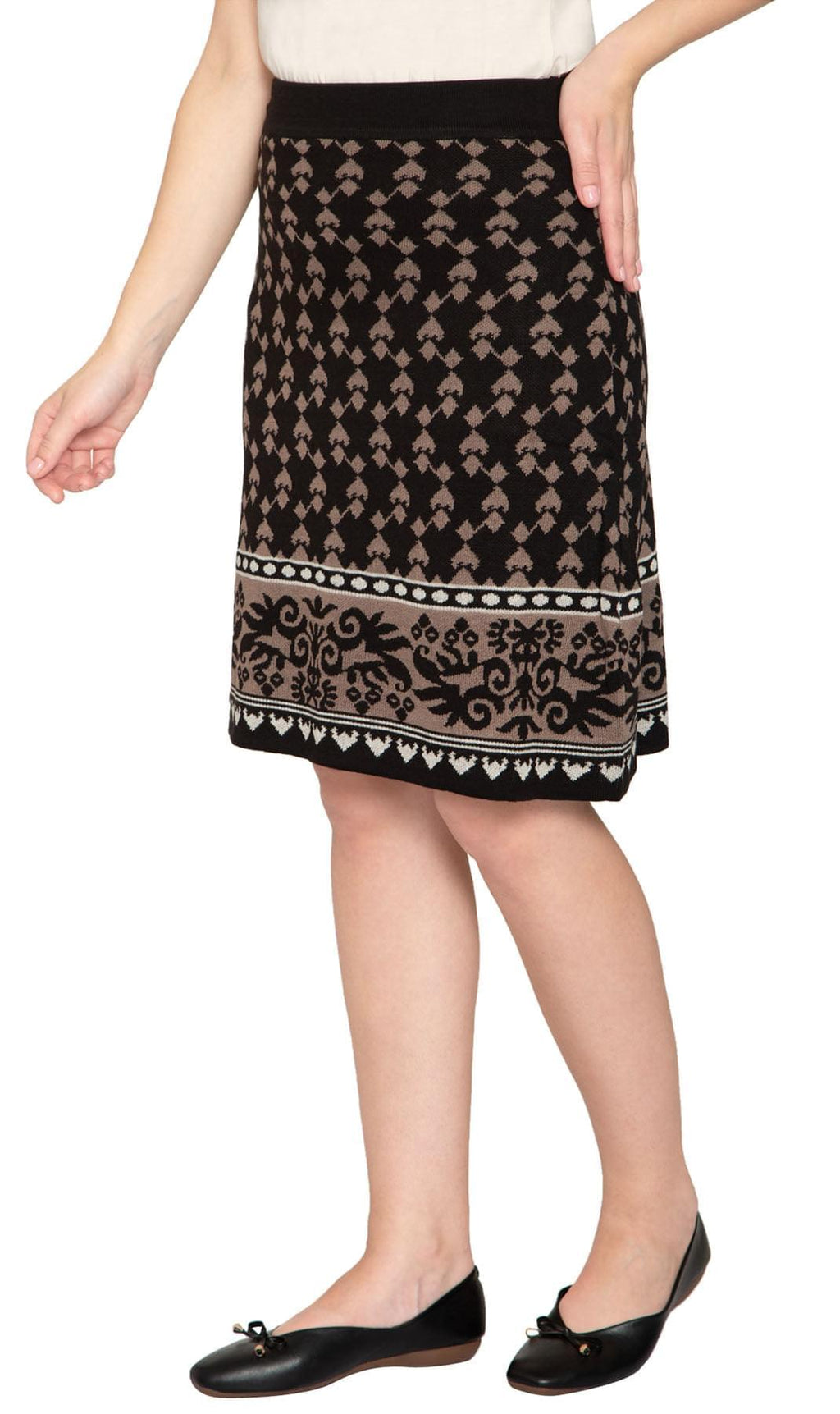 Women's Jacquard Knit Sweater Skirt — Knee Length