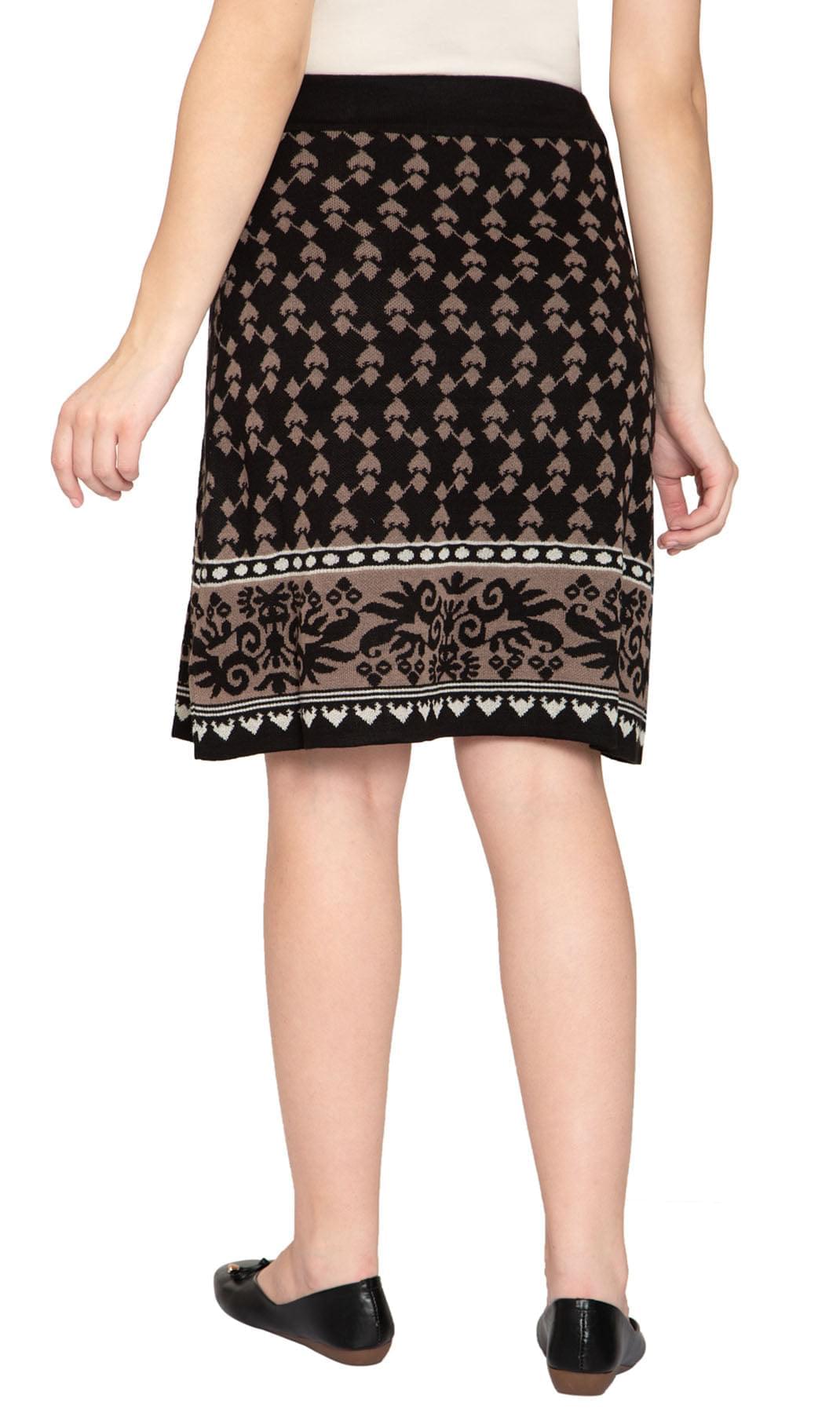 Women's Jacquard Knit Sweater Skirt — Knee Length