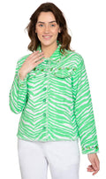 Women's Jewel Trimmed Zebra Print Canvas Jacket