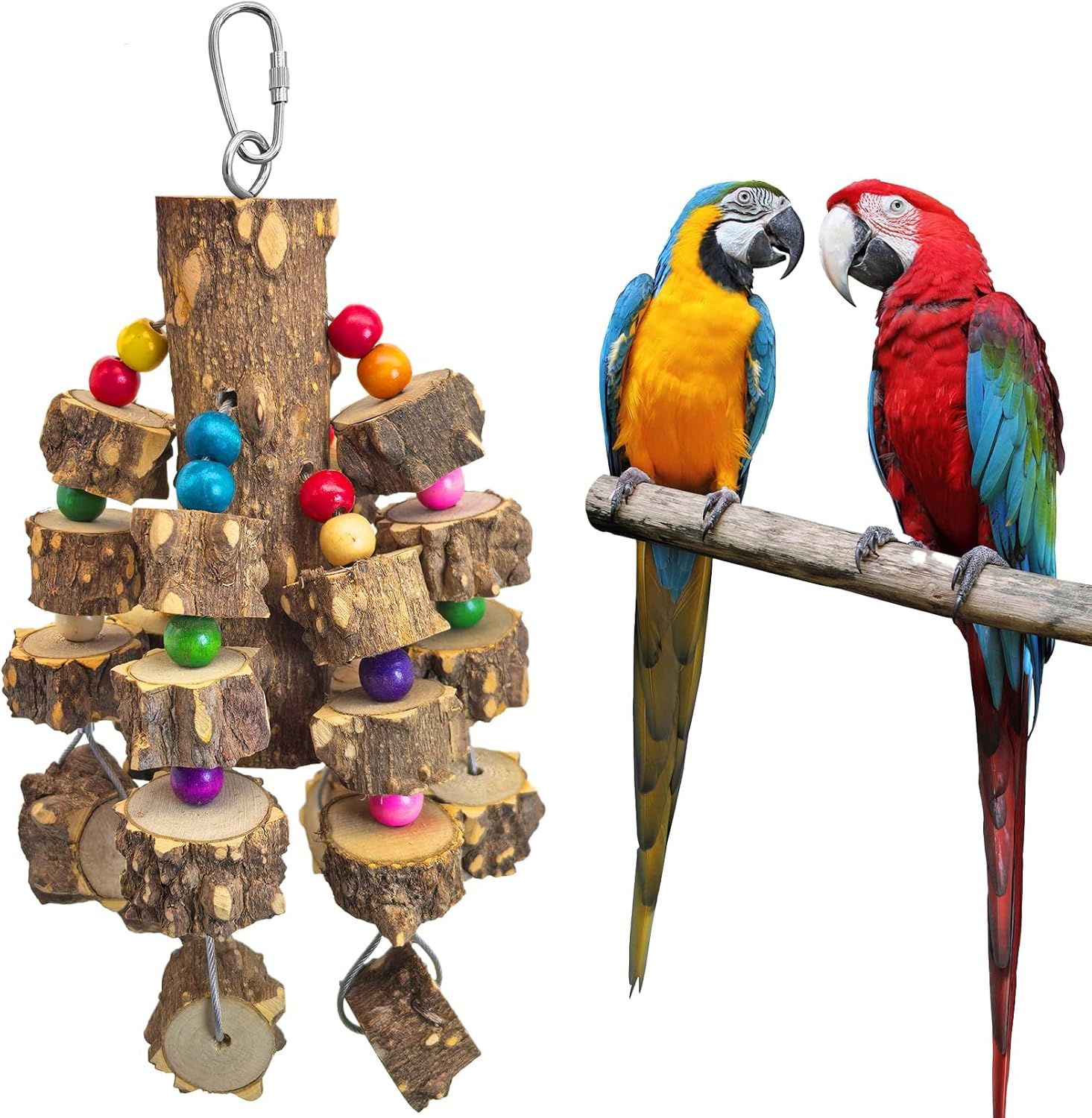 Large Parrot Toy Natural Wood Chew Macaw African Grey Cockatoo Cage